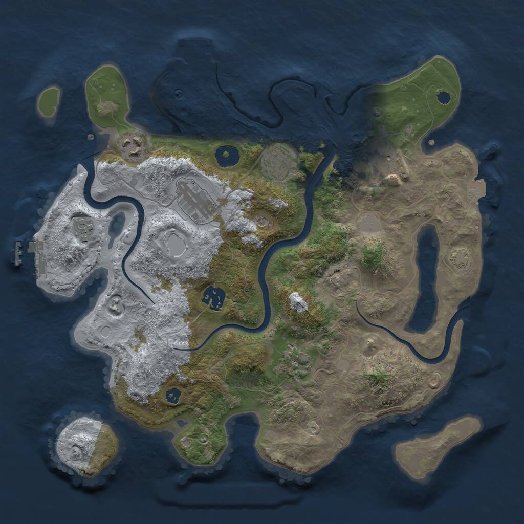 Rust Map: Procedural Map, Size: 3400, Seed: 1132395917, 12 Monuments