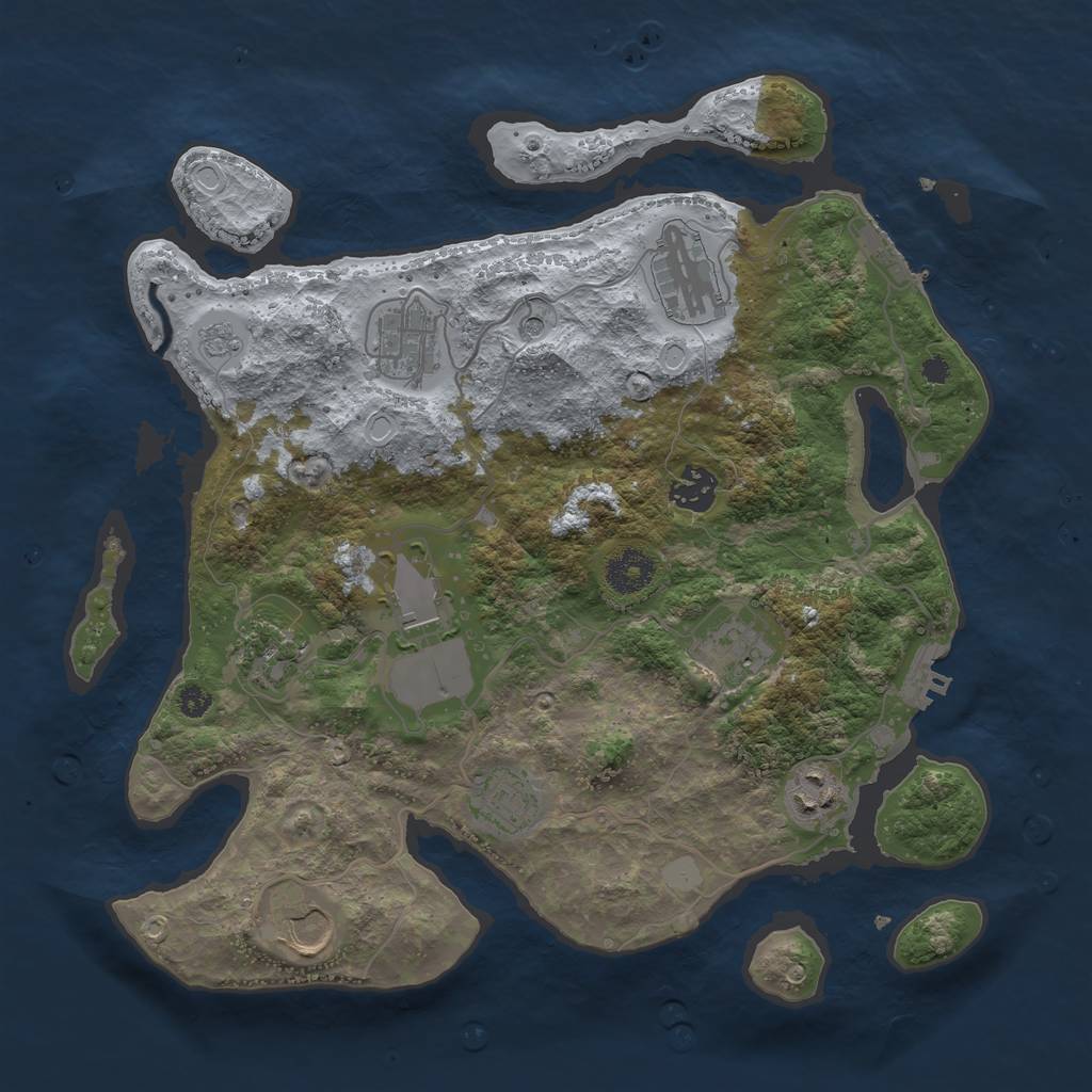 Rust Map: Procedural Map, Size: 3500, Seed: 1207504444, 18 Monuments