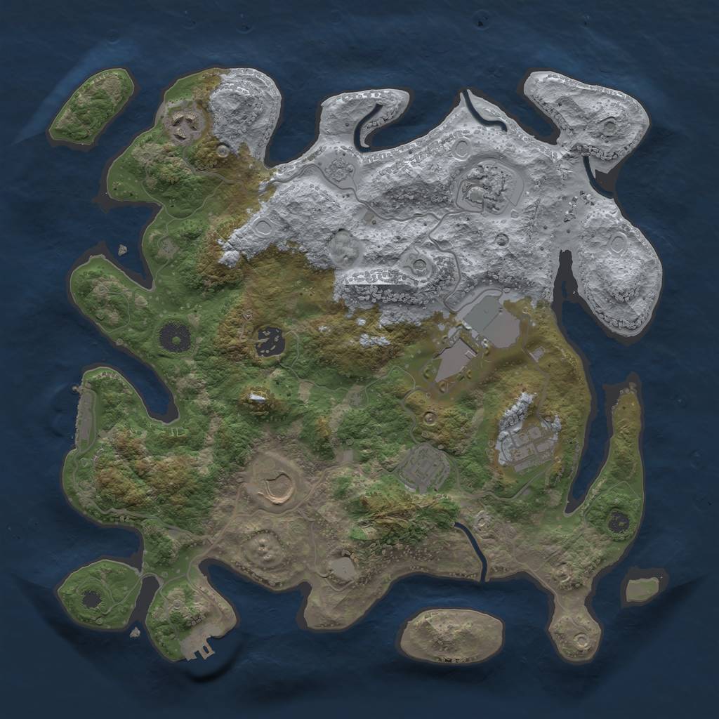 Rust Map: Procedural Map, Size: 3500, Seed: 2141369557, 16 Monuments