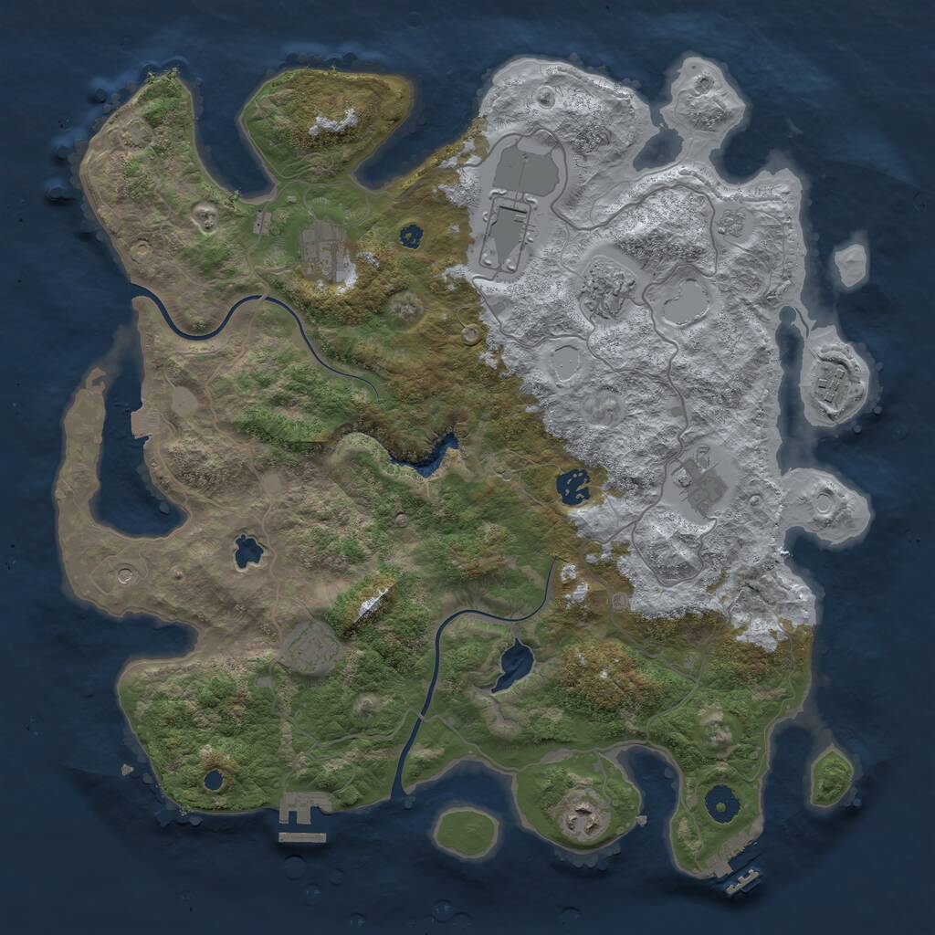 Rust Map: Procedural Map, Size: 4000, Seed: 2056800930, 14 Monuments