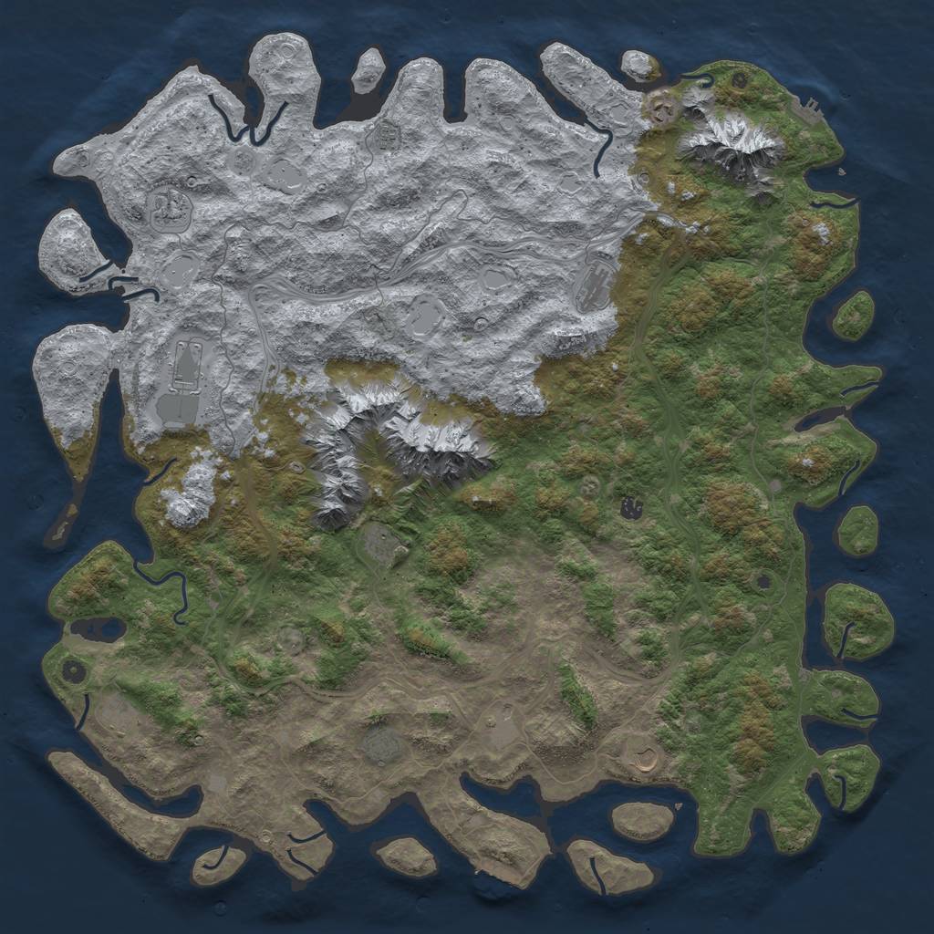 Rust Map: Procedural Map, Size: 6000, Seed: 1375741108, 20 Monuments