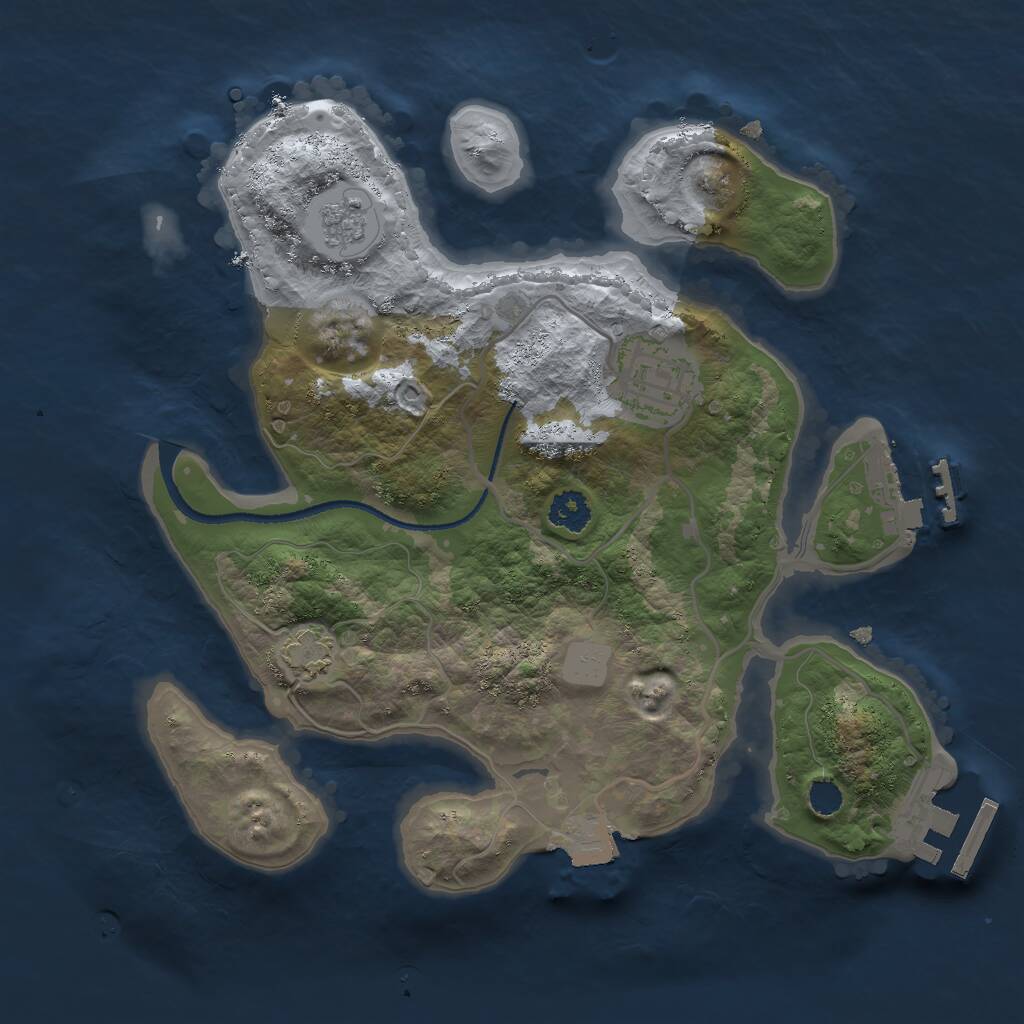 Rust Map: Procedural Map, Size: 2500, Seed: 12242, 6 Monuments