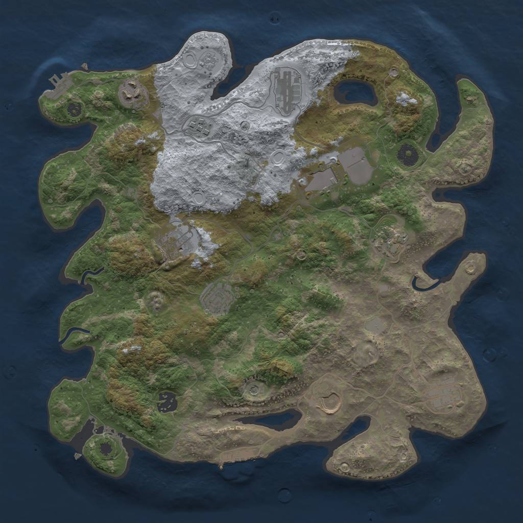 Rust Map: Procedural Map, Size: 3700, Seed: 1070233390, 19 Monuments