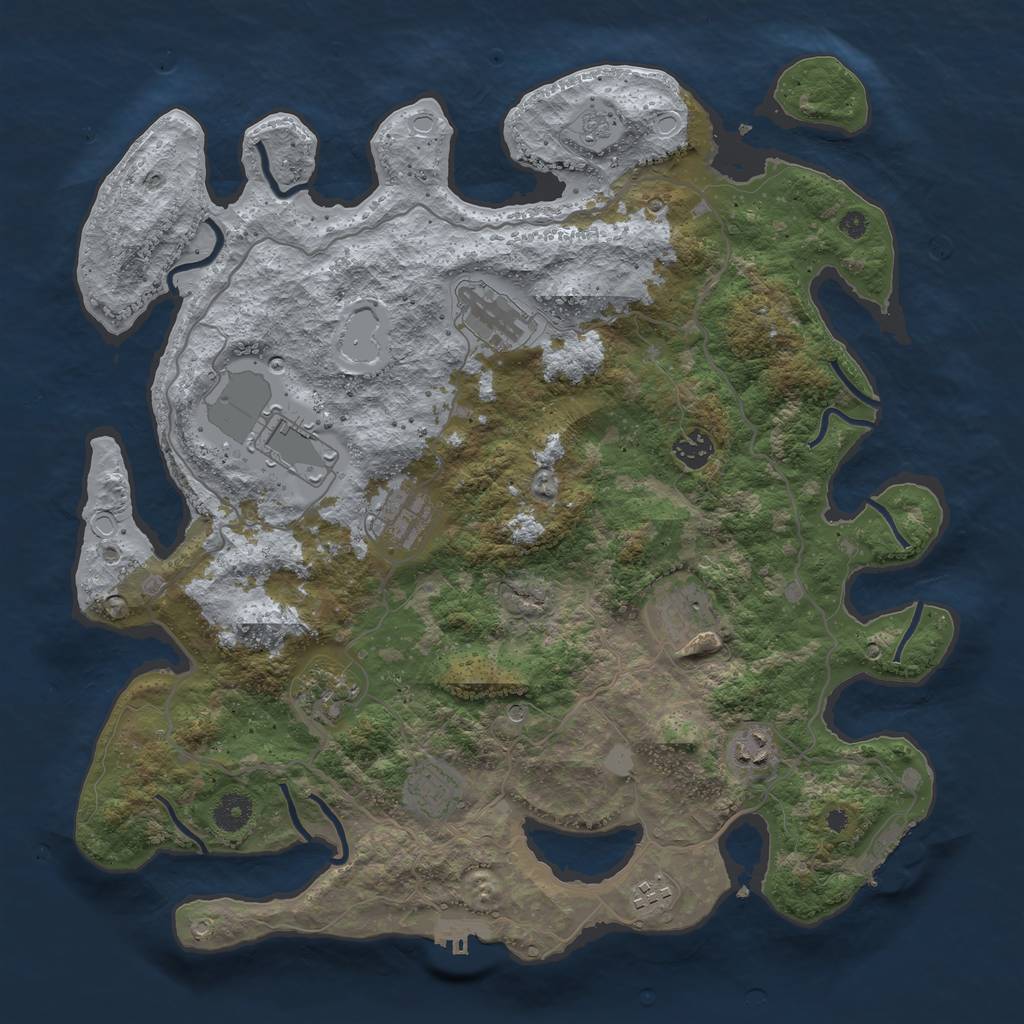 Rust Map: Procedural Map, Size: 4000, Seed: 60786508, 18 Monuments