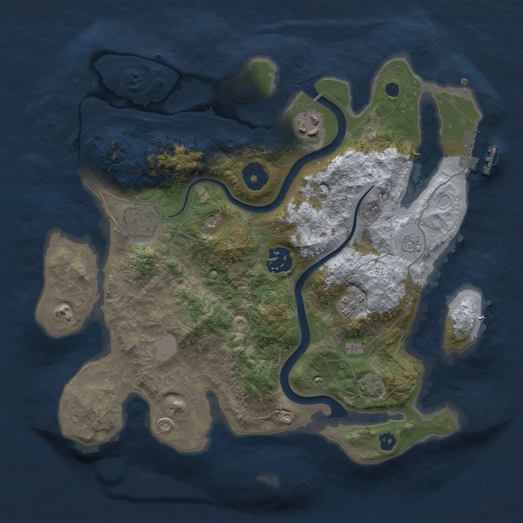 Rust Map: Procedural Map, Size: 3000, Seed: 384627746, 9 Monuments