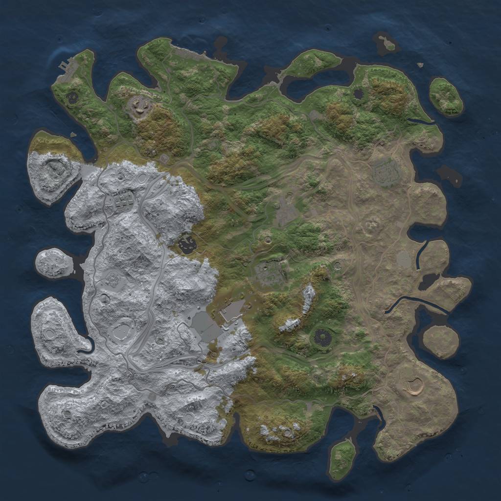 Rust Map: Procedural Map, Size: 4250, Seed: 1091408401, 17 Monuments
