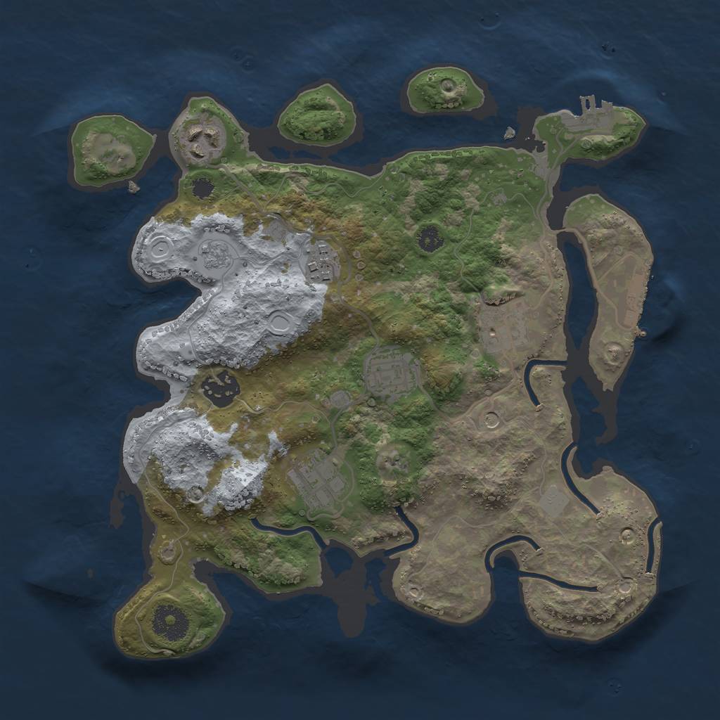 Rust Map: Procedural Map, Size: 3000, Seed: 104929913, 15 Monuments