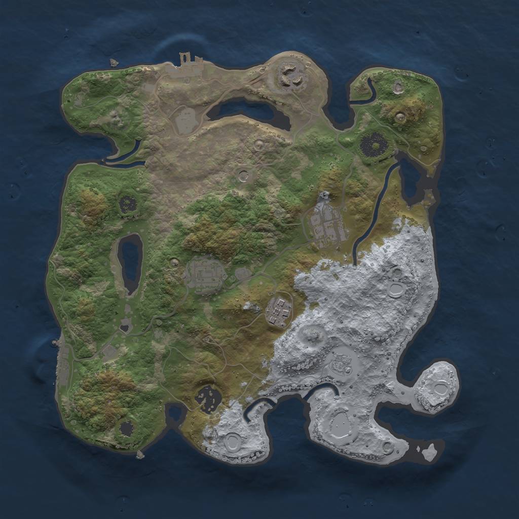 Rust Map: Procedural Map, Size: 3000, Seed: 969197289, 14 Monuments