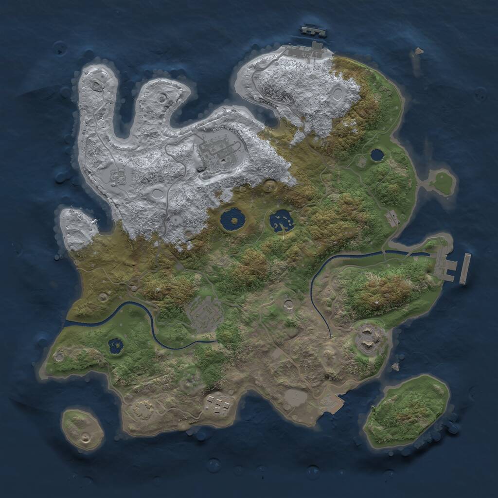 Rust Map: Procedural Map, Size: 3225, Seed: 605802412, 11 Monuments