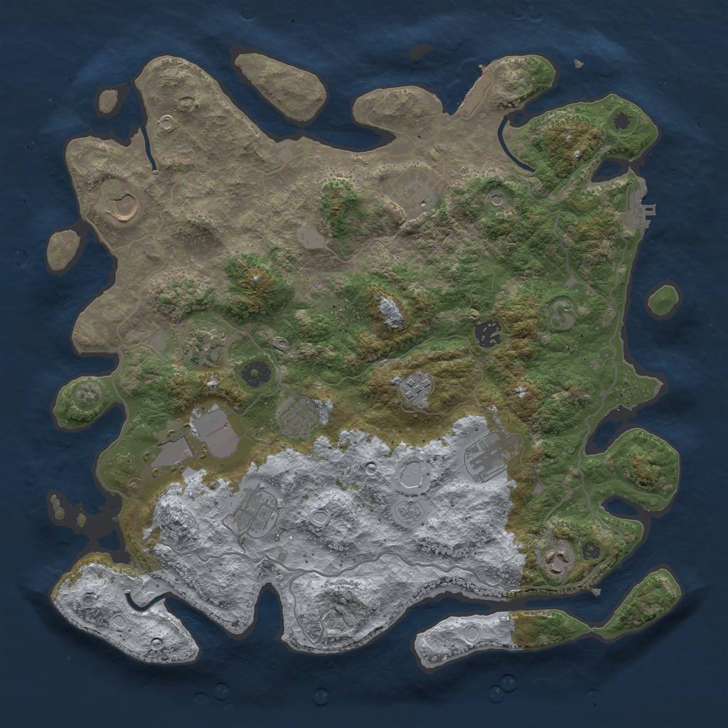 Rust Map: Procedural Map, Size: 4000, Seed: 1197769413, 19 Monuments