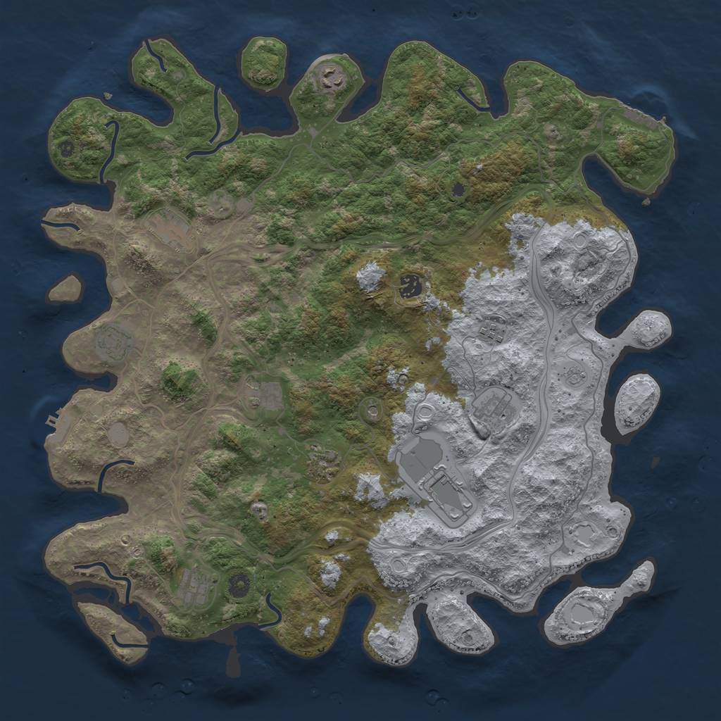 Rust Map: Procedural Map, Size: 4500, Seed: 968864690, 19 Monuments