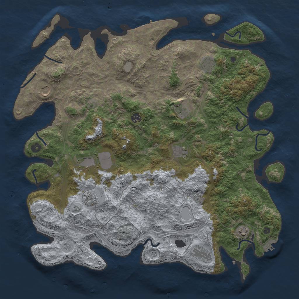 Rust Map: Procedural Map, Size: 4500, Seed: 1997522090, 19 Monuments