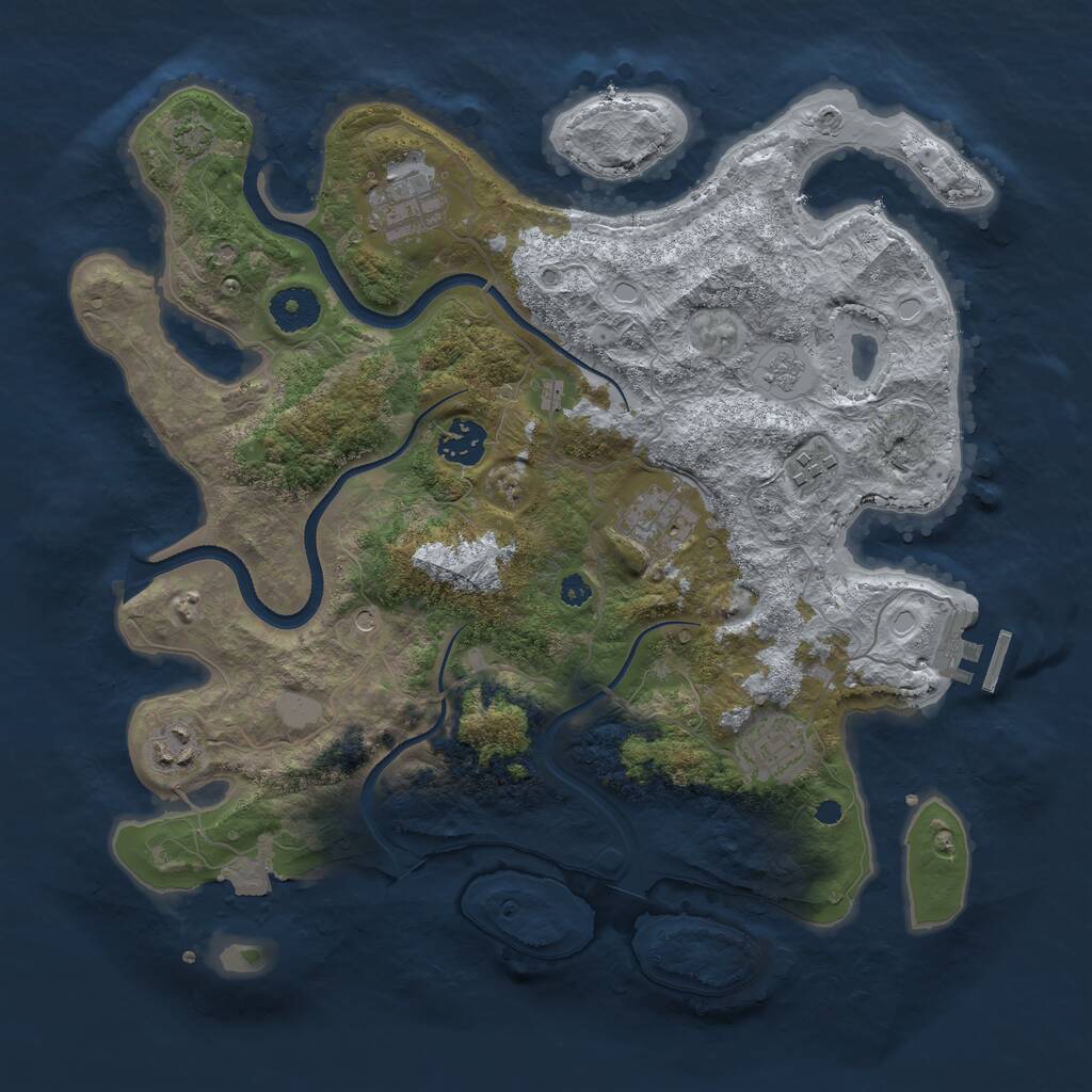 Rust Map: Procedural Map, Size: 3500, Seed: 133769, 11 Monuments