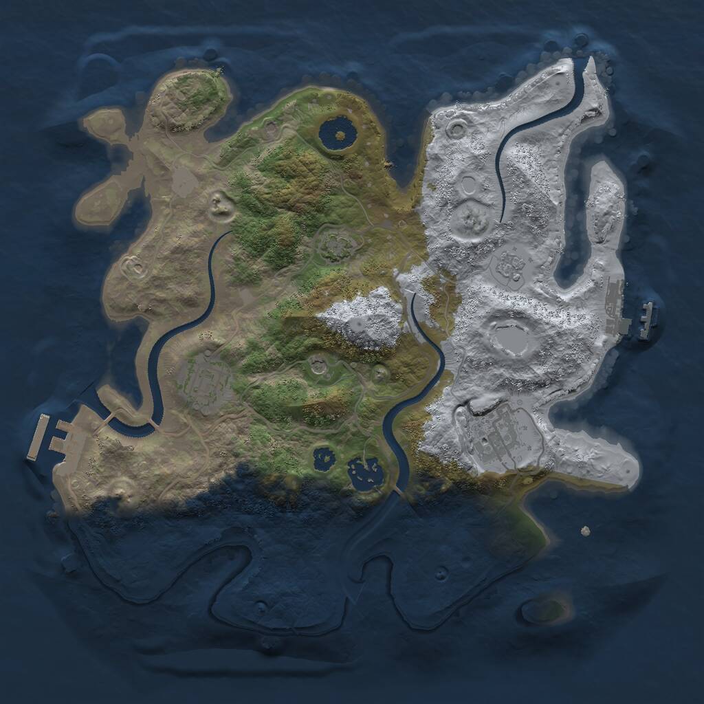 Rust Map: Procedural Map, Size: 3000, Seed: 5755, 9 Monuments