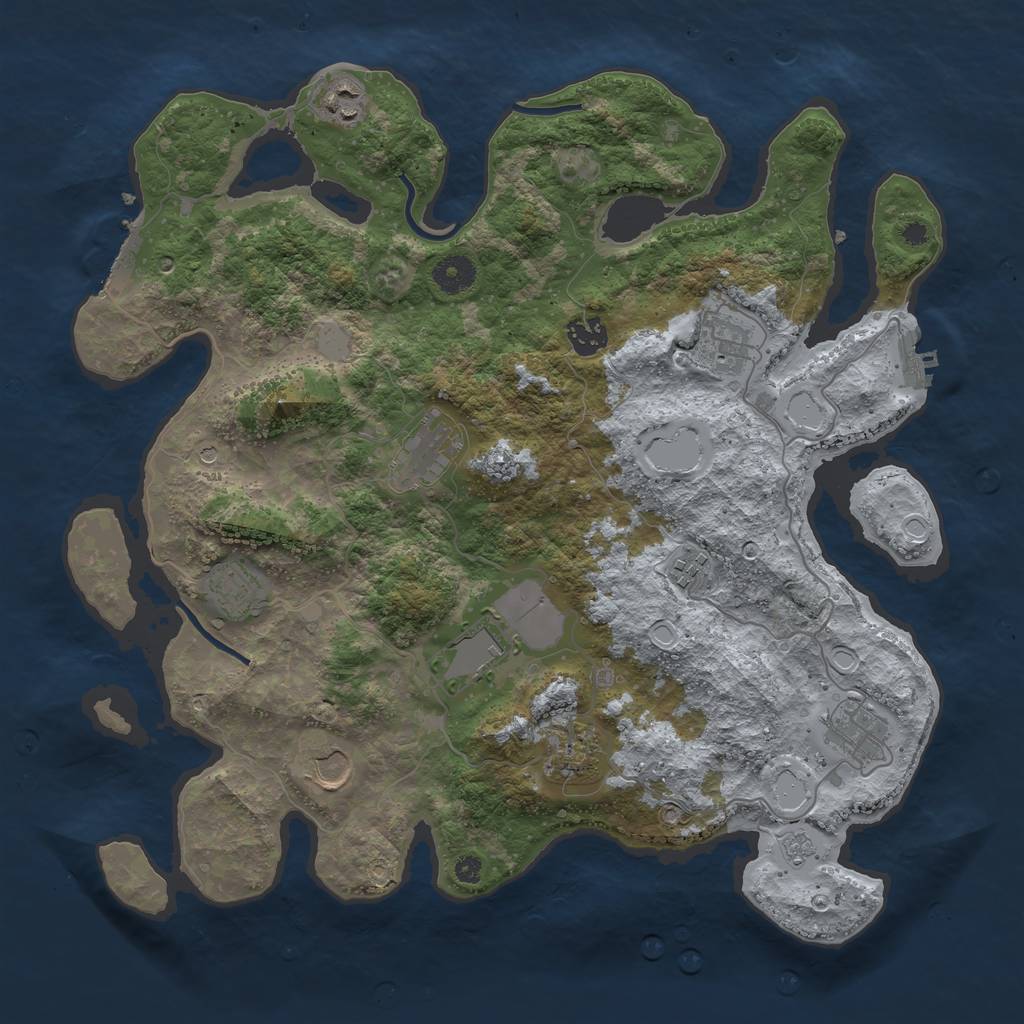 Rust Map: Procedural Map, Size: 3850, Seed: 1831663402, 19 Monuments
