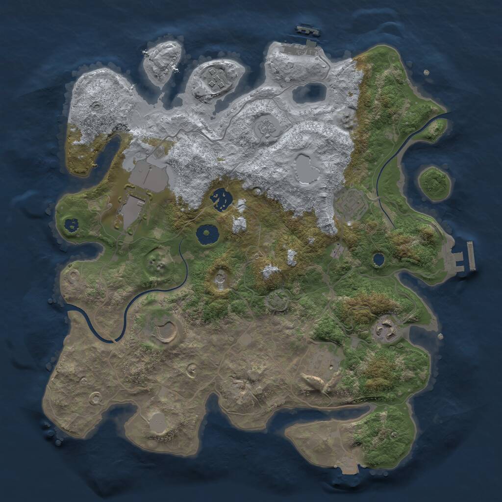Rust Map: Procedural Map, Size: 3500, Seed: 607037764, 13 Monuments