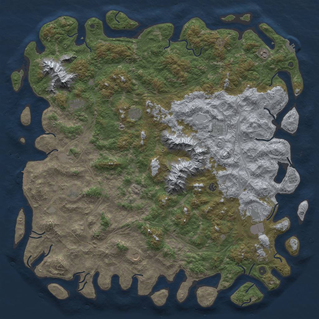 Rust Map: Procedural Map, Size: 6000, Seed: 124787872, 20 Monuments