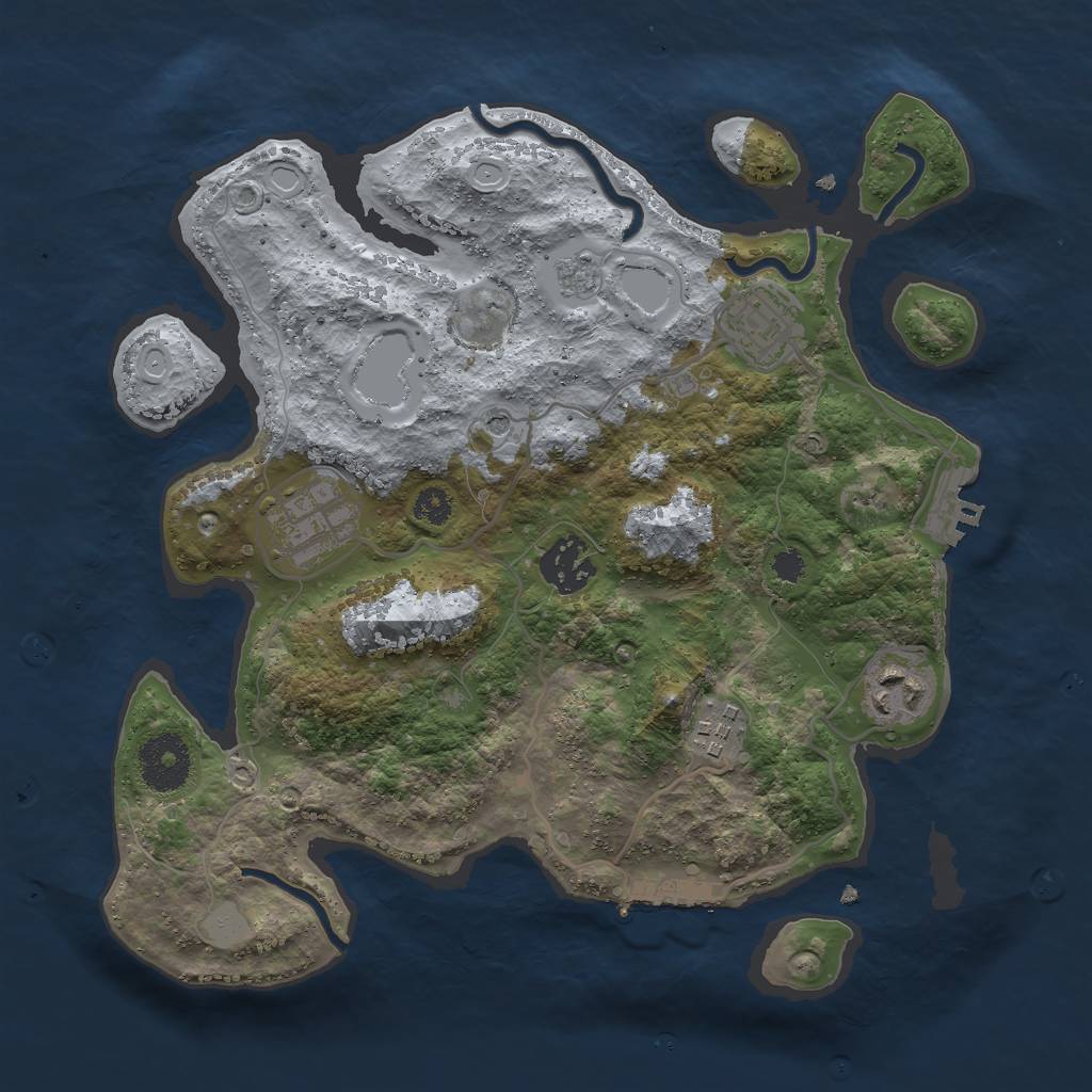 Rust Map: Procedural Map, Size: 3000, Seed: 18059, 14 Monuments