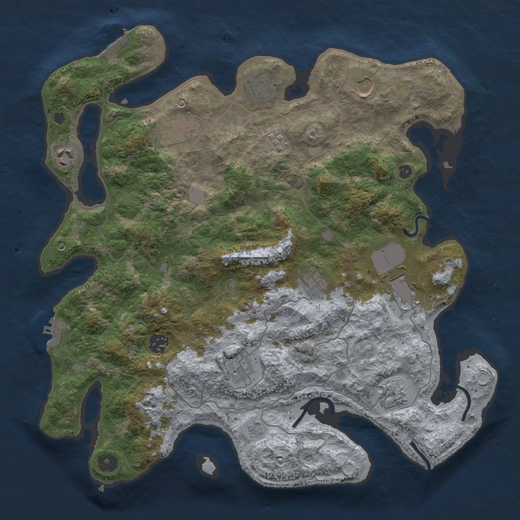 Rust Map: Procedural Map, Size: 4000, Seed: 854301900, 19 Monuments