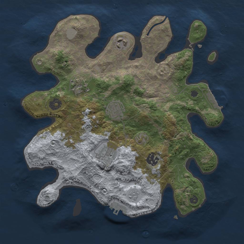 Rust Map: Procedural Map, Size: 3000, Seed: 10025, 13 Monuments