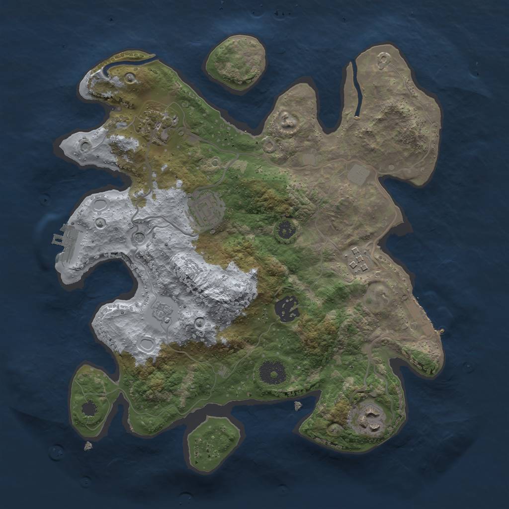 Rust Map: Procedural Map, Size: 3000, Seed: 46870398, 14 Monuments
