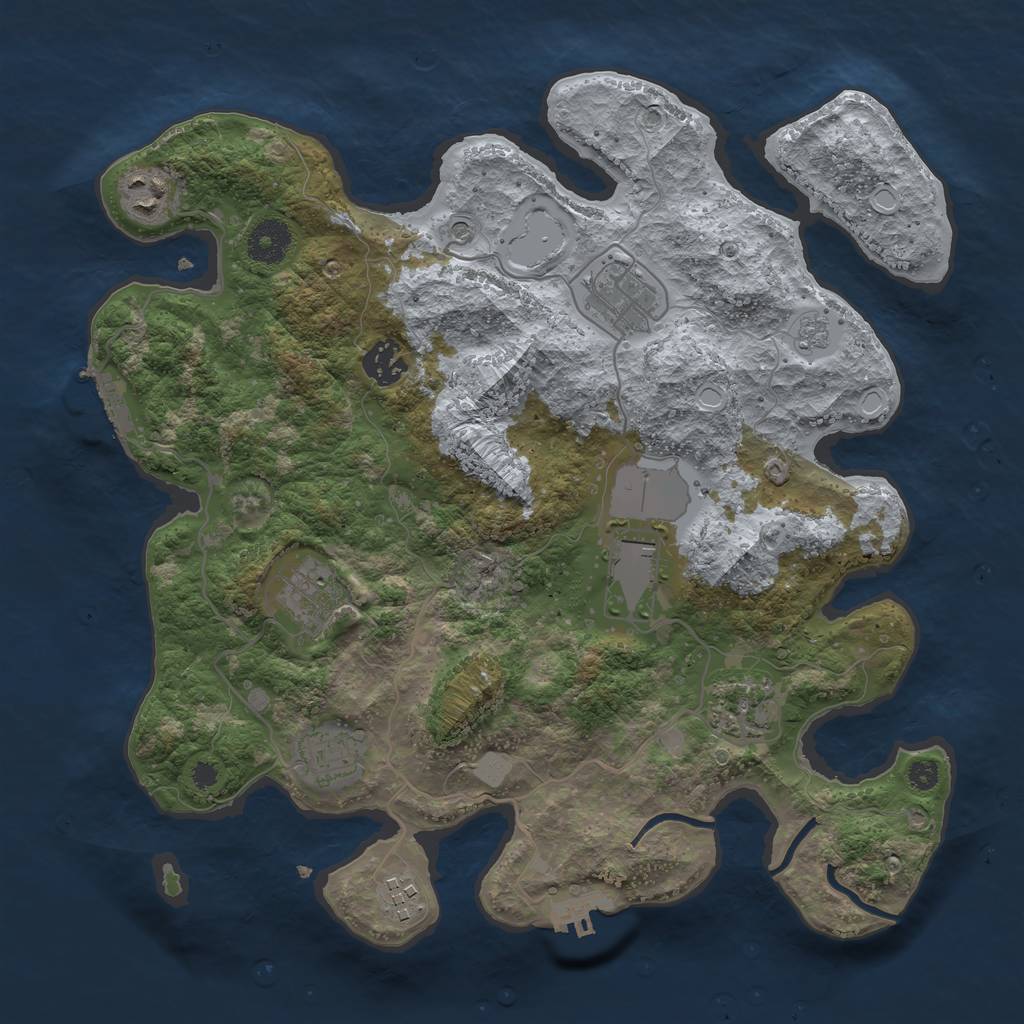 Rust Map: Procedural Map, Size: 3500, Seed: 50501, 17 Monuments