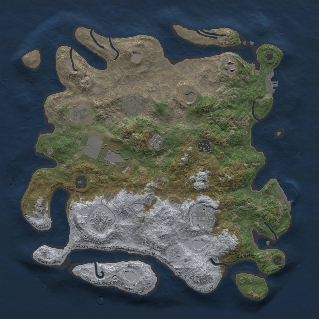 Rust Map: Procedural Map, Size: 3650, Seed: 42069500, 18 Monuments