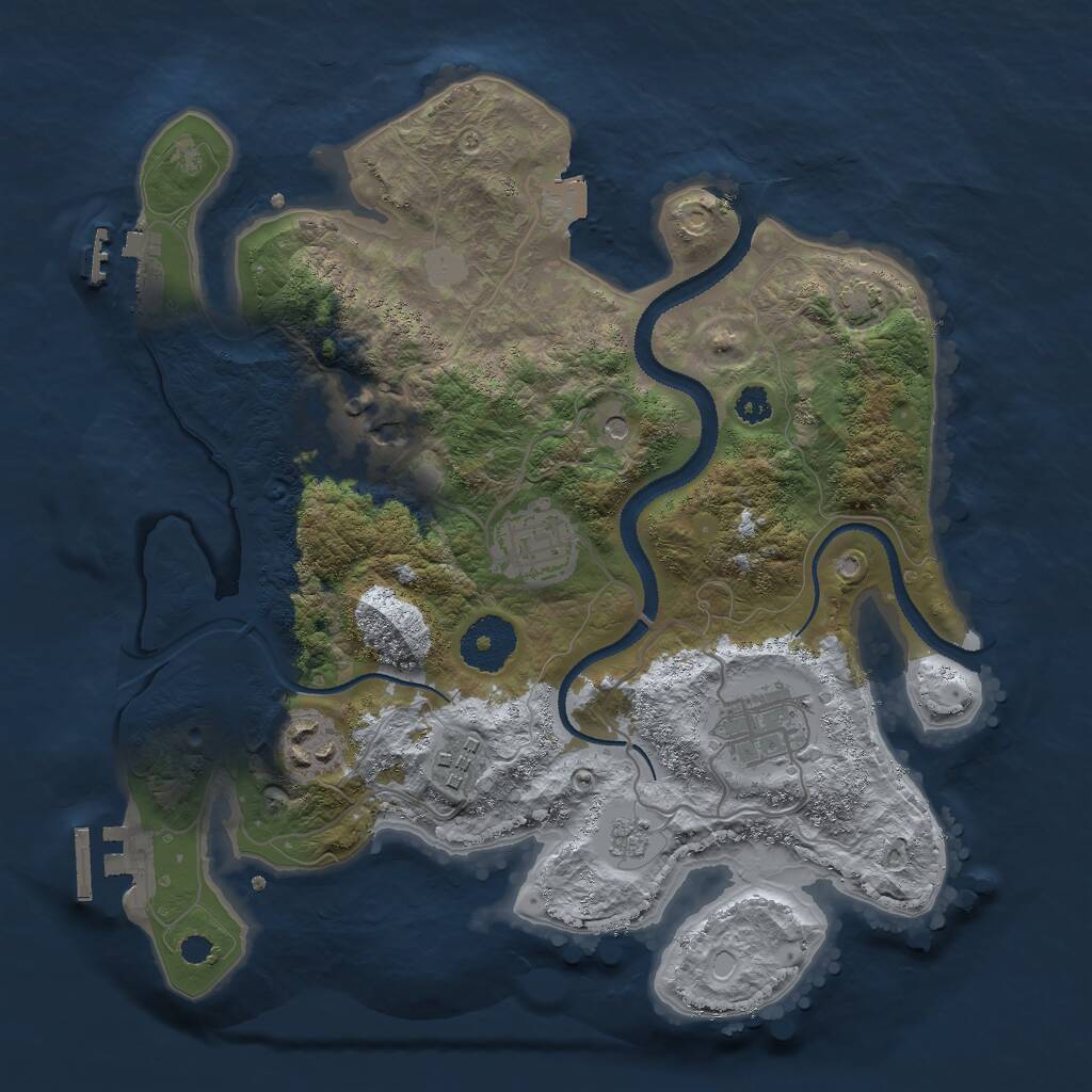 Rust Map: Procedural Map, Size: 3000, Seed: 79873, 11 Monuments