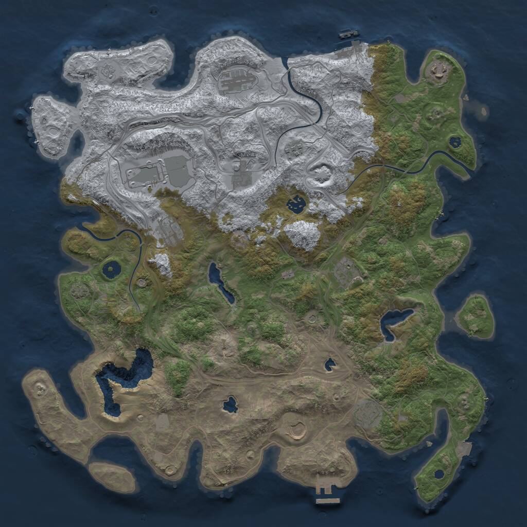 Rust Map: Procedural Map, Size: 4500, Seed: 1942208454, 16 Monuments