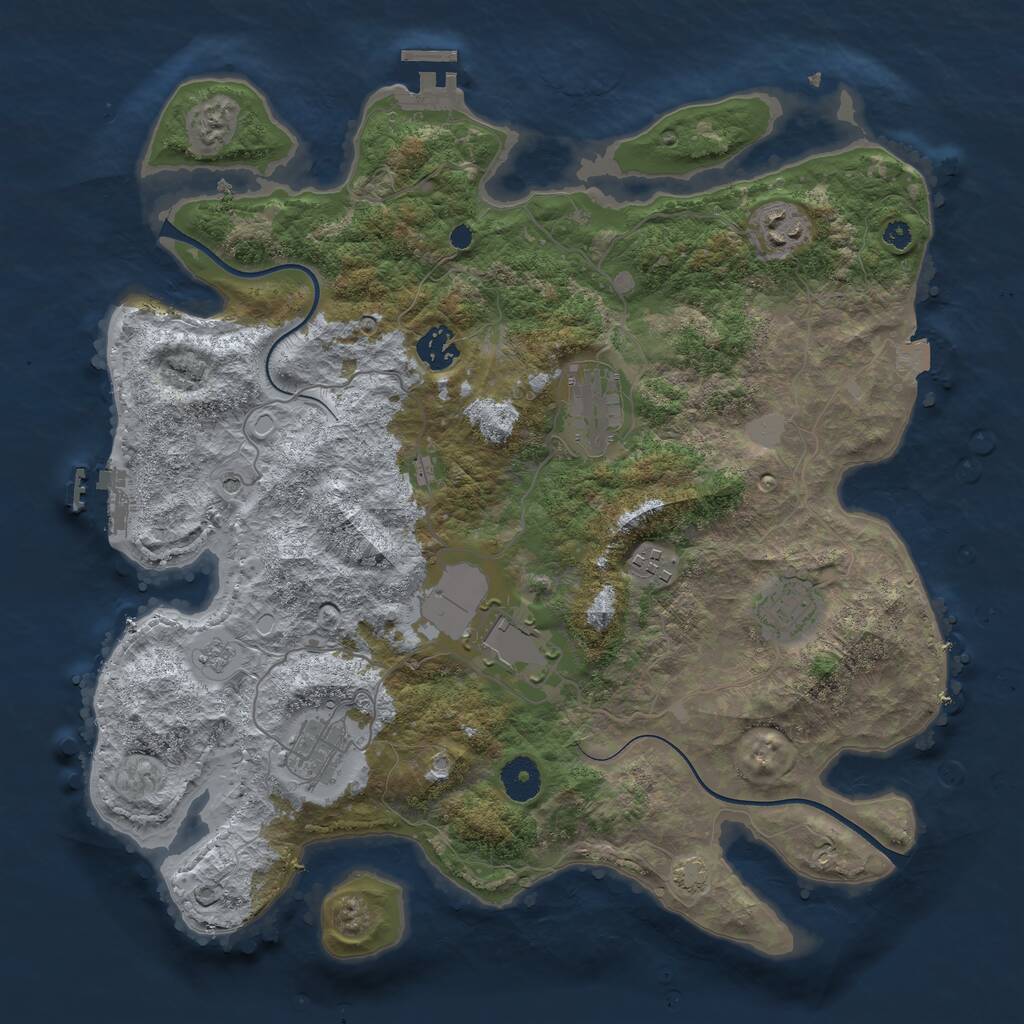 Rust Map: Procedural Map, Size: 3700, Seed: 658122488, 13 Monuments