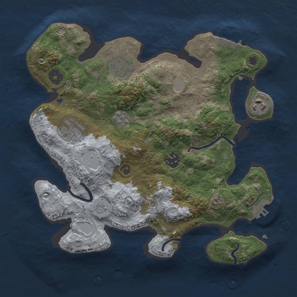 Rust Map: Procedural Map, Size: 3000, Seed: 76438, 14 Monuments