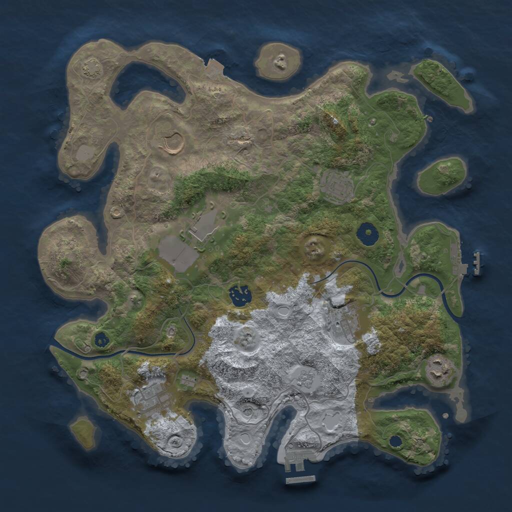 Rust Map: Procedural Map, Size: 3500, Seed: 549383, 13 Monuments