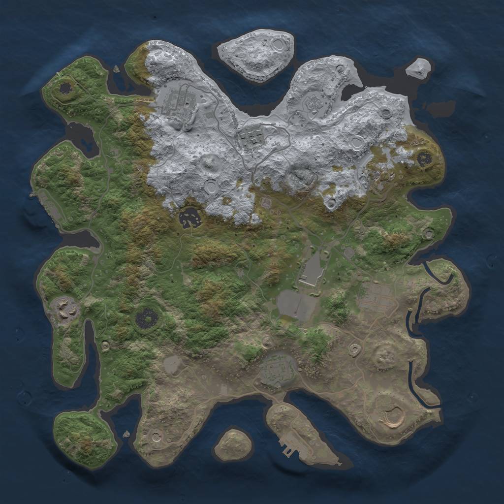 Rust Map: Procedural Map, Size: 3500, Seed: 77392086, 18 Monuments