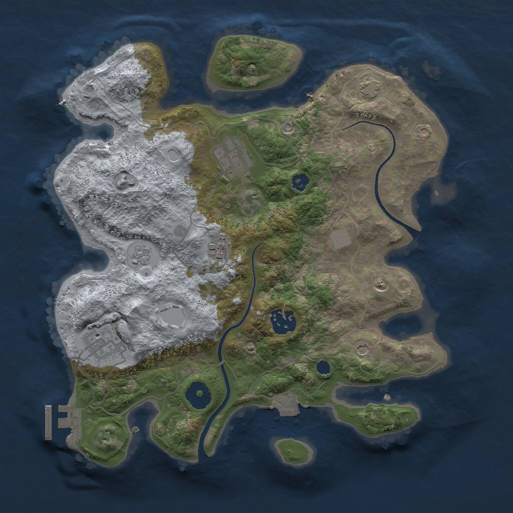 Rust Map: Procedural Map, Size: 3000, Seed: 132877110, 9 Monuments