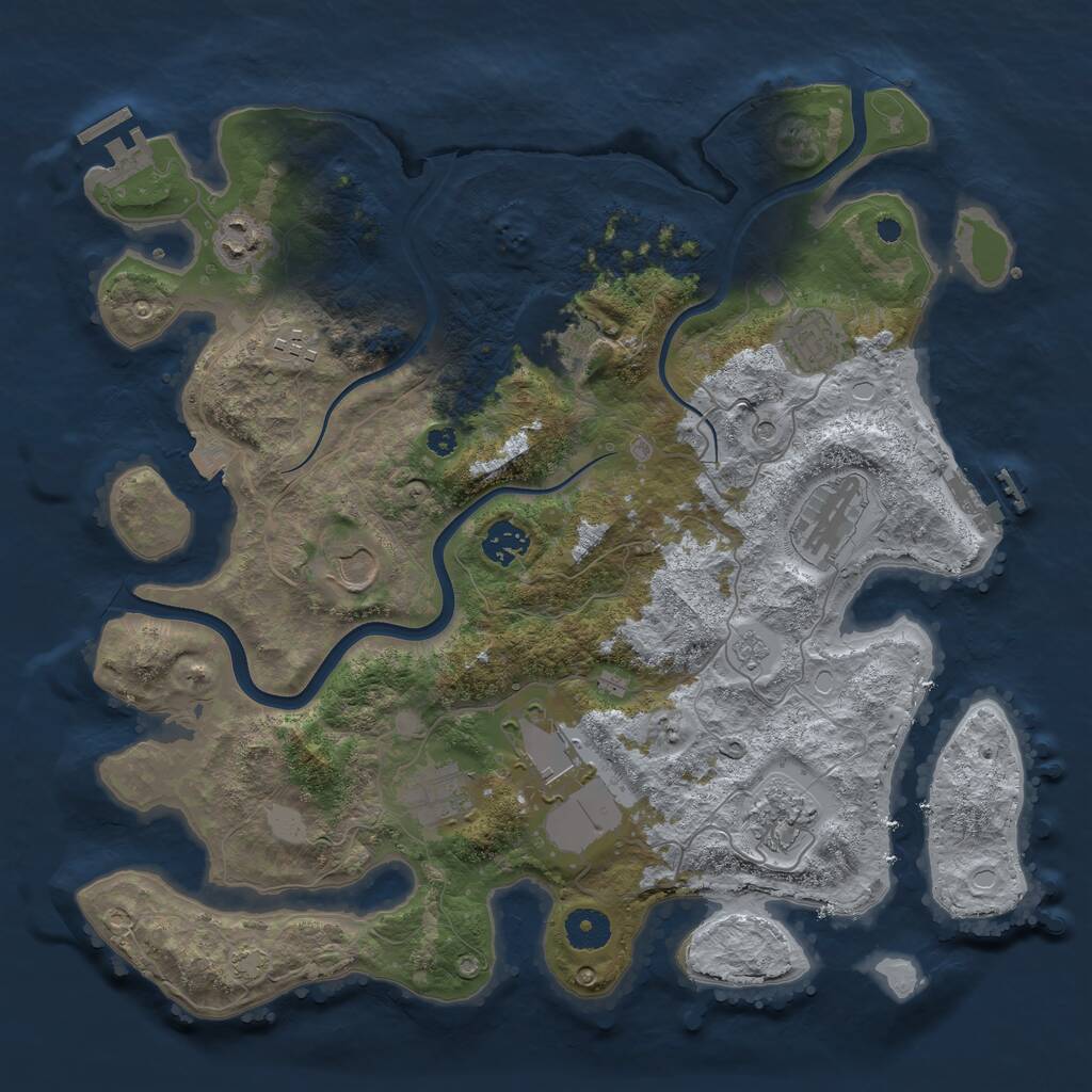 Rust Map: Procedural Map, Size: 3750, Seed: 589604, 16 Monuments