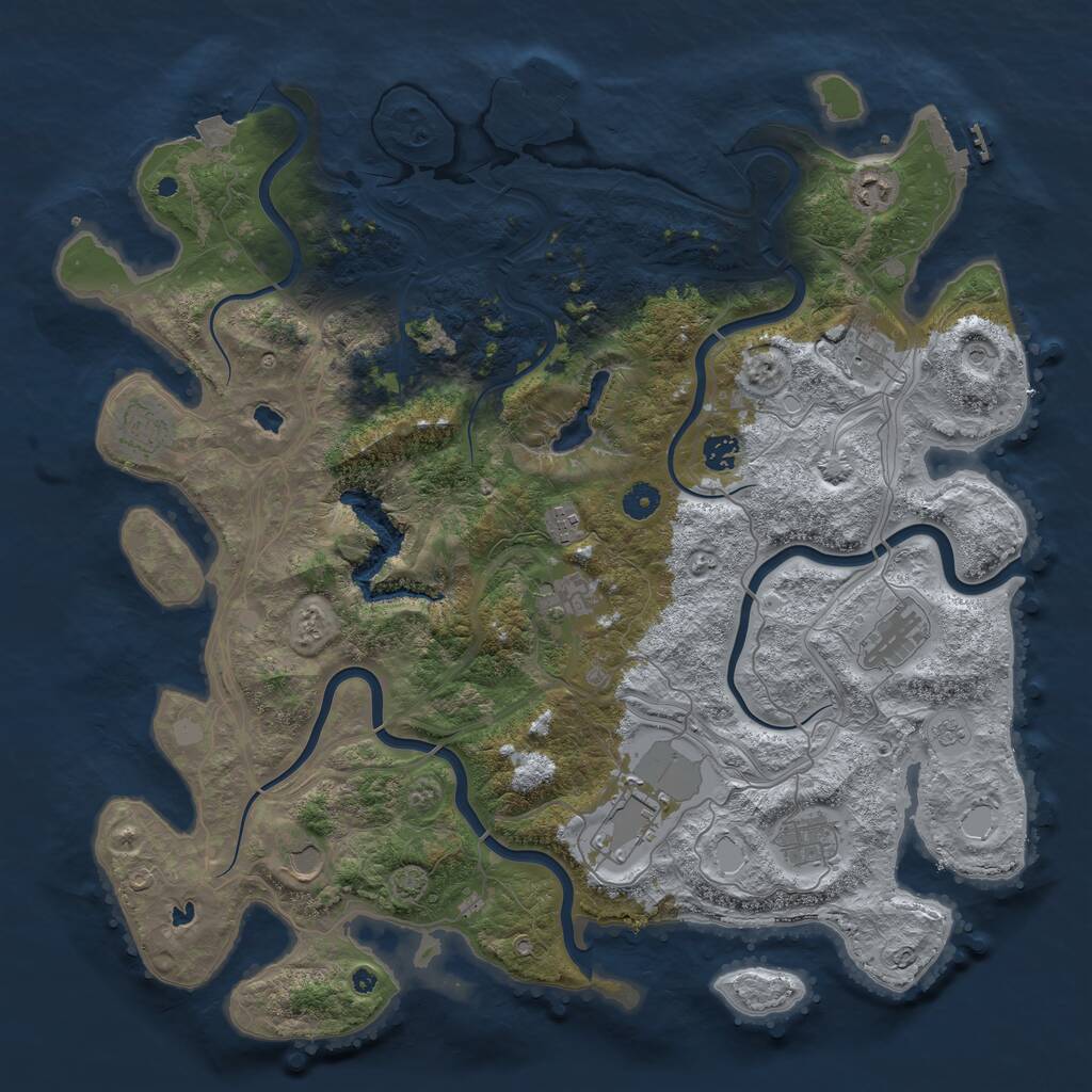 Rust Map: Procedural Map, Size: 4500, Seed: 2117215333, 16 Monuments
