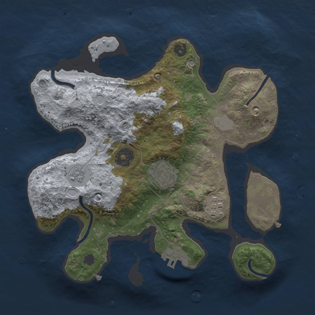 Rust Map: Procedural Map, Size: 2500, Seed: 69918620, 9 Monuments
