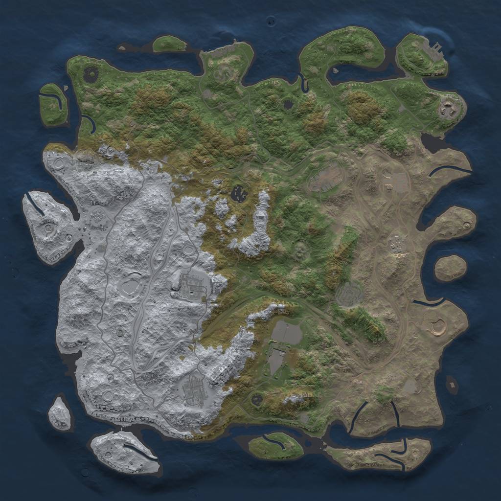 Rust Map: Procedural Map, Size: 4500, Seed: 1435291144, 19 Monuments