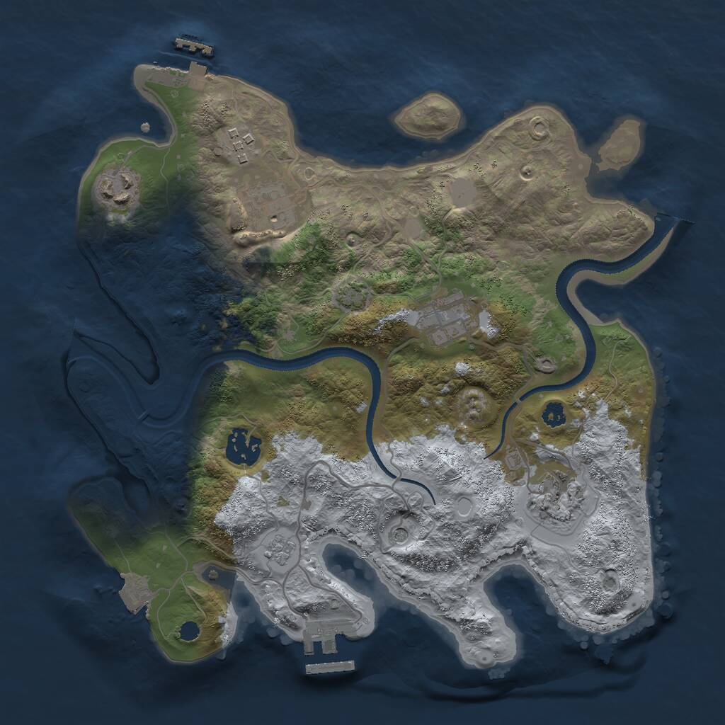 Rust Map: Procedural Map, Size: 3000, Seed: 995506216, 12 Monuments