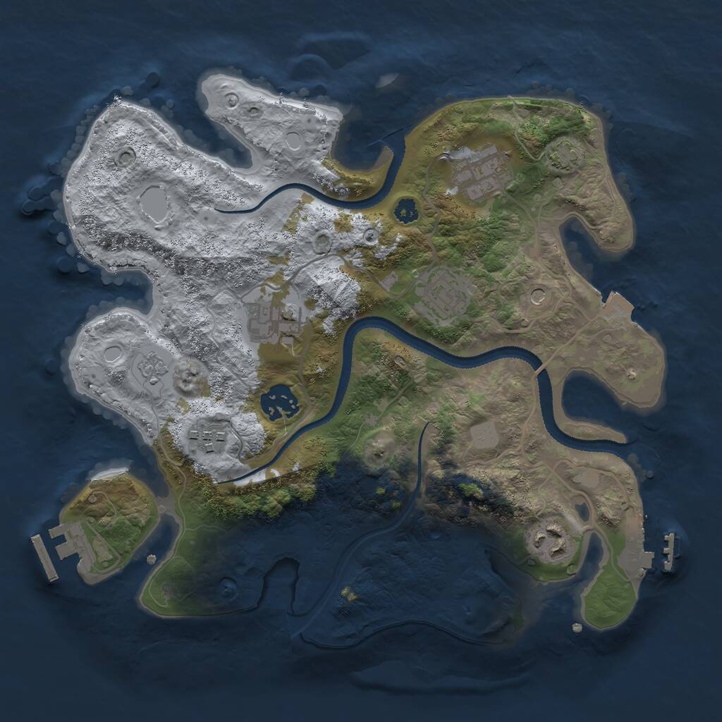 Rust Map: Procedural Map, Size: 3000, Seed: 37589215, 12 Monuments