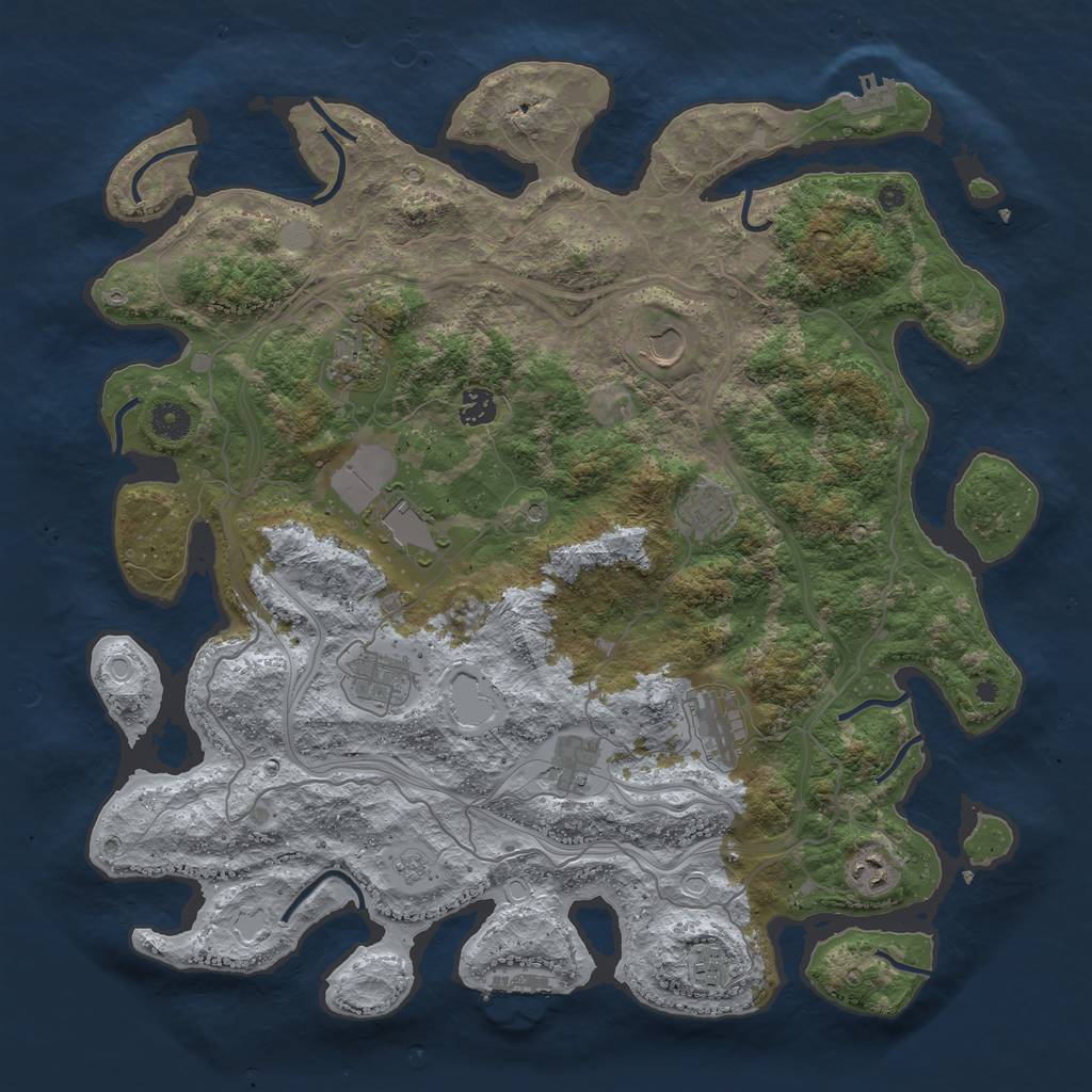 Rust Map: Procedural Map, Size: 4250, Seed: 621999643, 19 Monuments