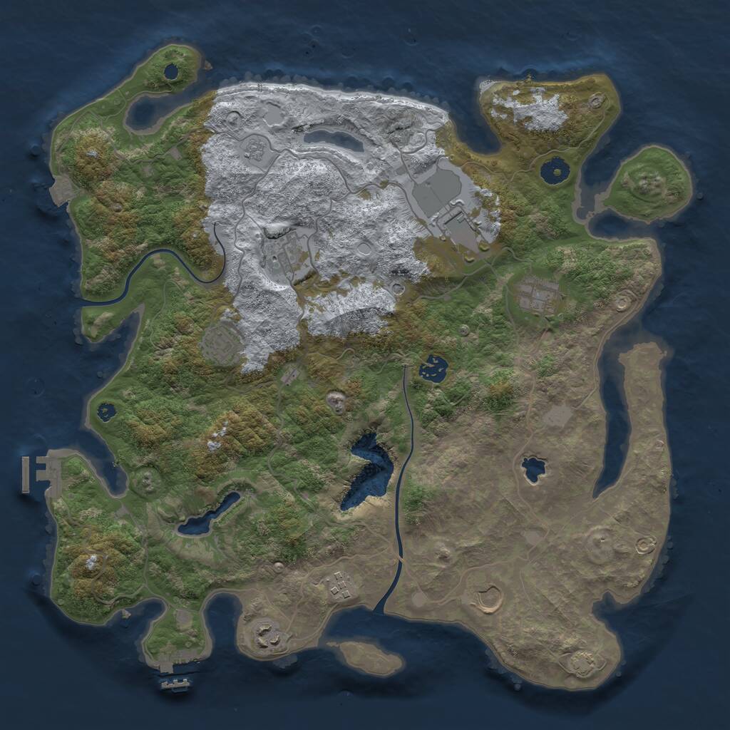 Rust Map: Procedural Map, Size: 4000, Seed: 374415986, 14 Monuments
