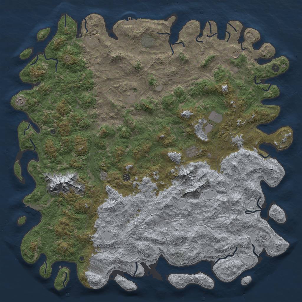 Rust Map: Procedural Map, Size: 6000, Seed: 412653178, 20 Monuments