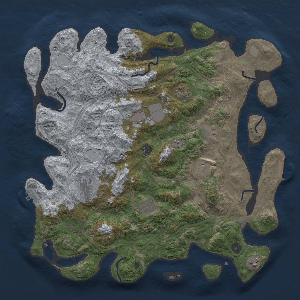 Rust Map: Procedural Map, Size: 4250, Seed: 156157711, 18 Monuments