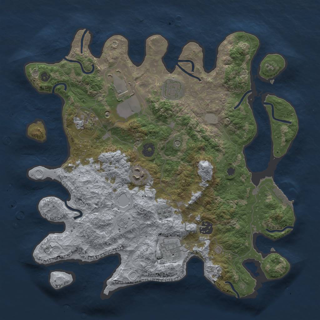 Rust Map: Procedural Map, Size: 3500, Seed: 104920425, 15 Monuments