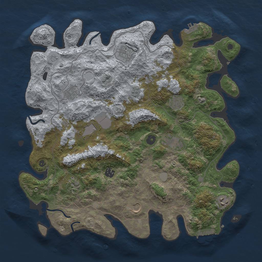 Rust Map: Procedural Map, Size: 4050, Seed: 73083325, 19 Monuments