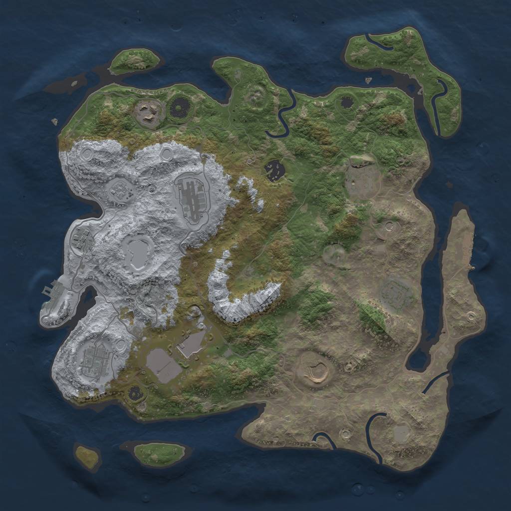 Rust Map: Procedural Map, Size: 3750, Seed: 33548775, 18 Monuments