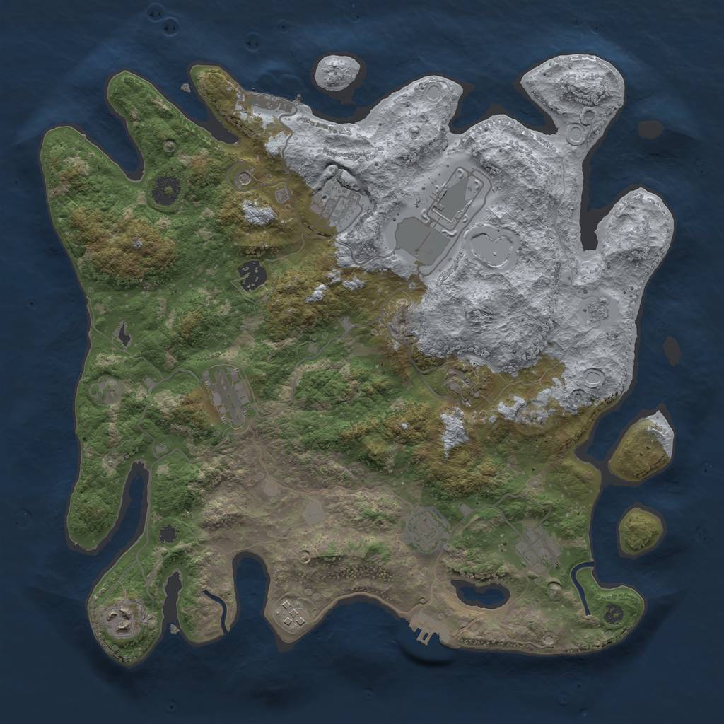 Rust Map: Procedural Map, Size: 3750, Seed: 46852573, 18 Monuments