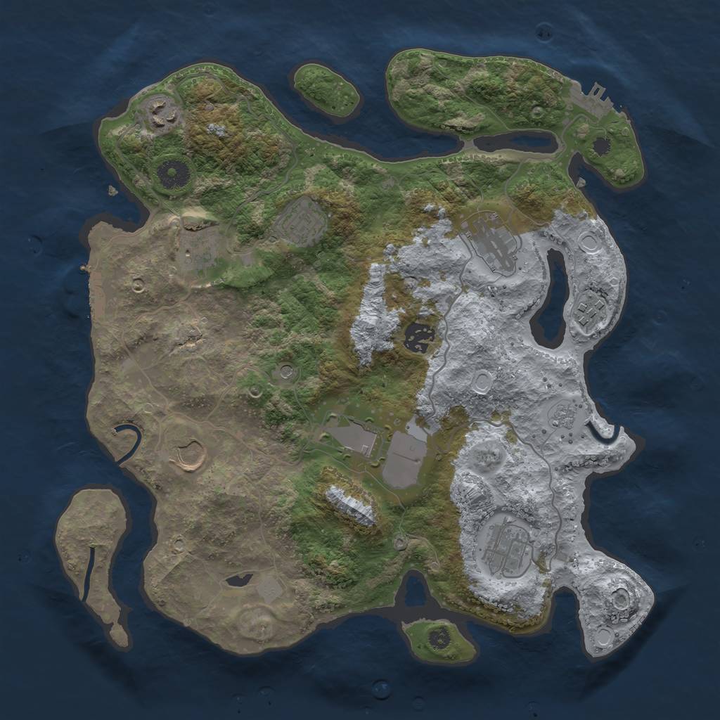 Rust Map: Procedural Map, Size: 3500, Seed: 94668351, 18 Monuments