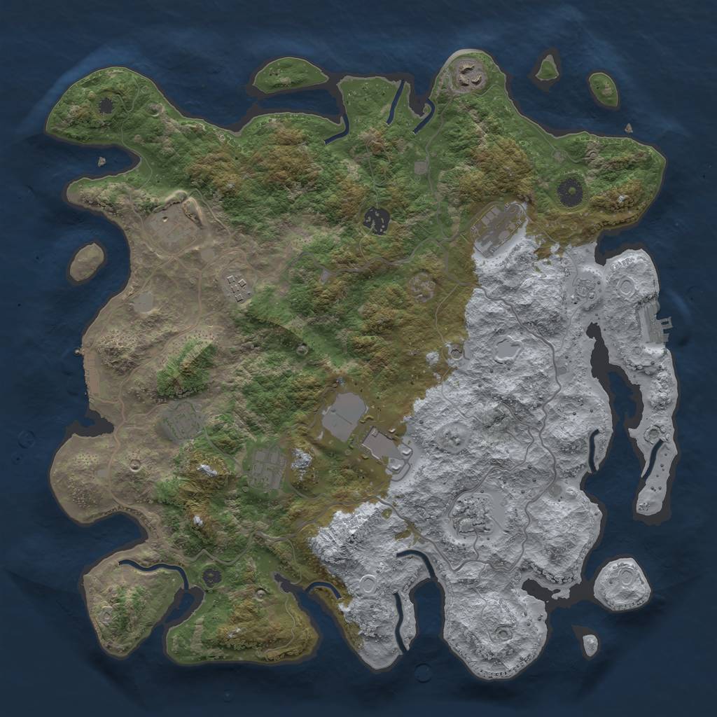 Rust Map: Procedural Map, Size: 4000, Seed: 438774571, 18 Monuments